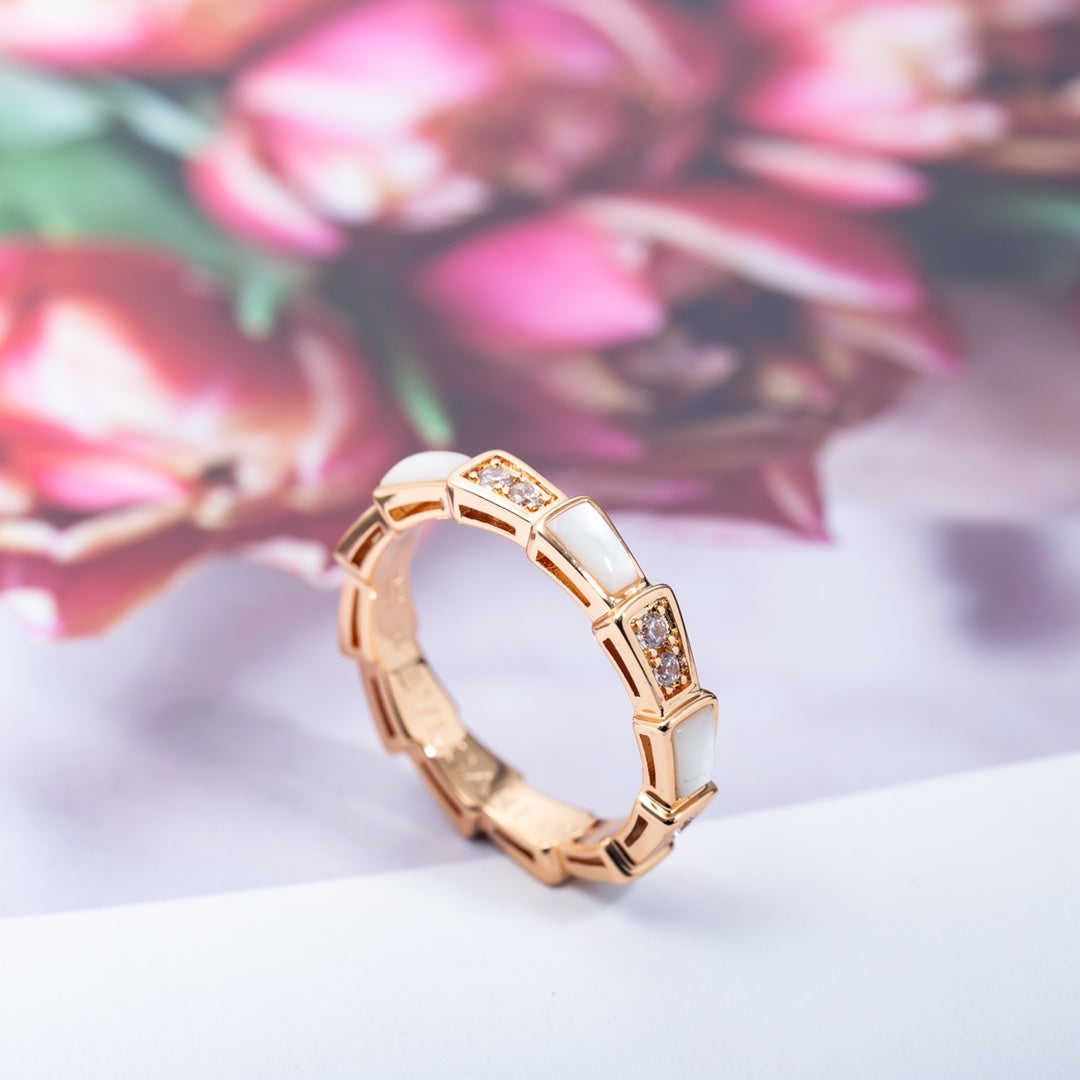 [Clover-Jewelry]SERPENTI RING PINK GOLD DIAMOND MOP 3MM