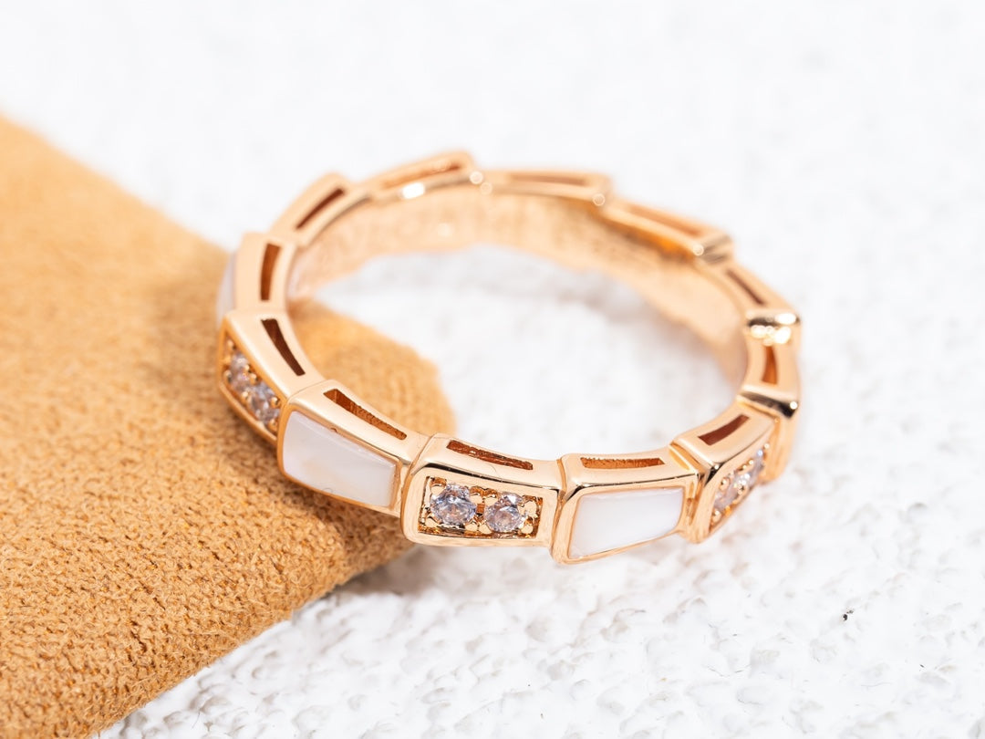 [Clover-Jewelry]SERPENTI RING PINK GOLD DIAMOND MOP 3MM