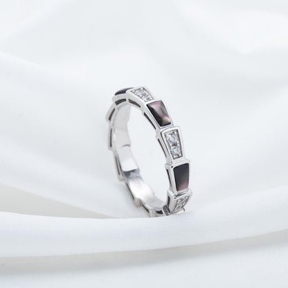 [Clover-Jewelry]SERPENTI RING SILVER  DIAMOND BLACK MOP 3MM