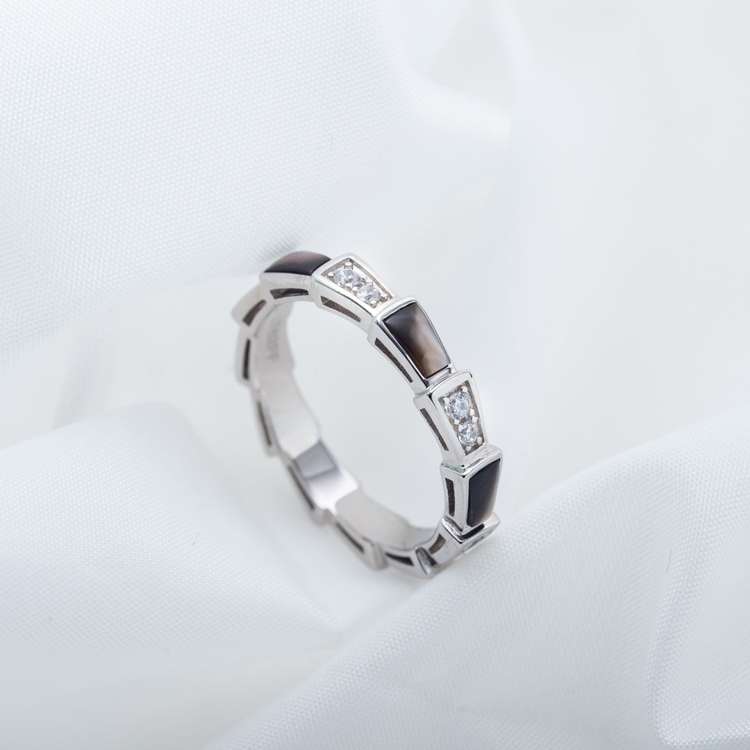 [Clover-Jewelry]SERPENTI RING SILVER  DIAMOND BLACK MOP 3MM