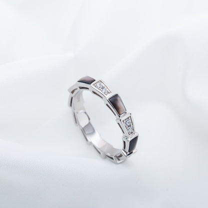 [Clover-Jewelry]SERPENTI RING SILVER  DIAMOND BLACK MOP 3MM