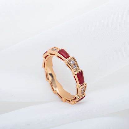 [Clover-Jewelry]SERPENTI RING PINK GOLD CARNELIAN DIAMOND 3MM