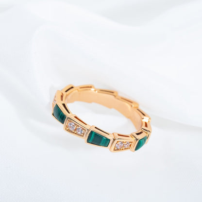 [Clover-Jewelry]SERPENTI RING PINK GOLD MALACHITE DIAMOND 3MM