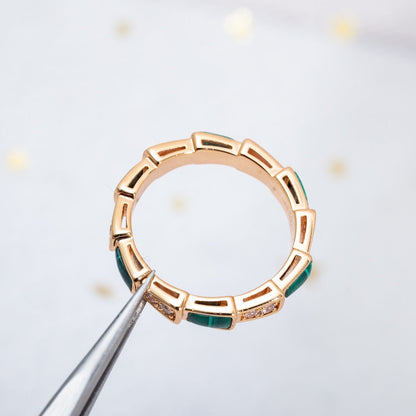 [Clover-Jewelry]SERPENTI RING PINK GOLD MALACHITE DIAMOND 3MM