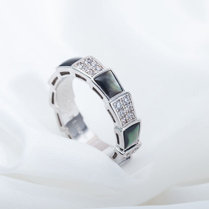 [Clover-Jewelry]SERPENTI RING SILVER DIAMOND BLACK MOP 4MM