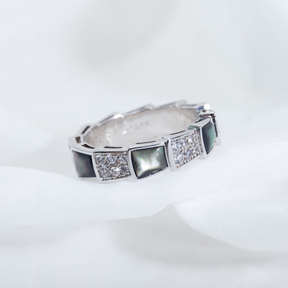 [Clover-Jewelry]SERPENTI RING SILVER DIAMOND BLACK MOP 4MM