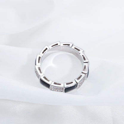 [Clover-Jewelry]SERPENTI RING SILVER DIAMOND BLACK MOP 4MM