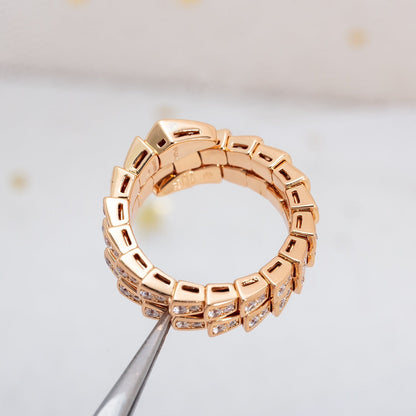 [Clover-Jewelry]SERPENTI RING PINK GOLD DIAMOND DOUBLE ROW