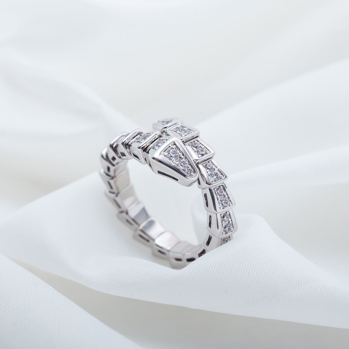 [Clover-Jewelry]SERPENTI RING SILVER DIAMOND PAVED 4MM