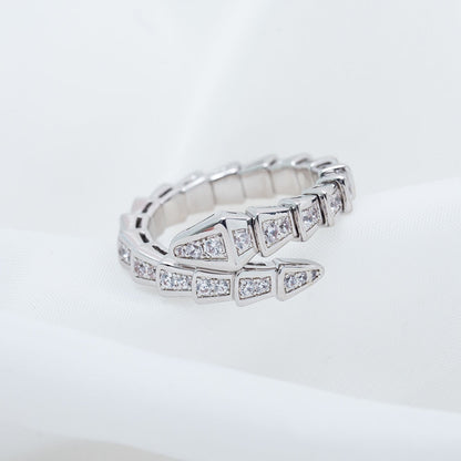 [Clover-Jewelry]SERPENTI RING SILVER DIAMOND PAVED 4MM