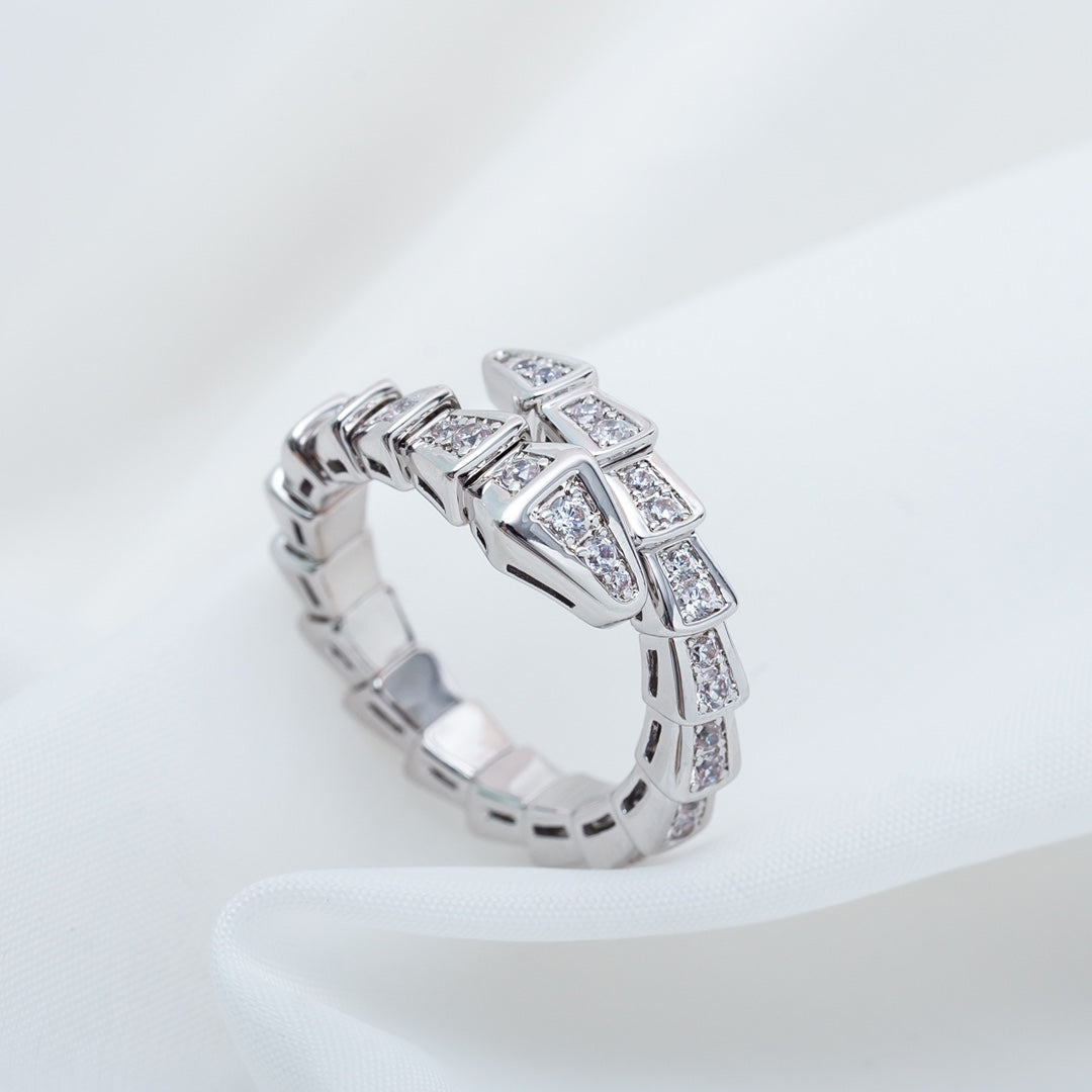 [Clover-Jewelry]SERPENTI RING SILVER DIAMOND PAVED 4MM