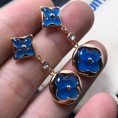 [Clover-Jewelry]STAR AND SUN AGATE DIAMOND EARRINGS