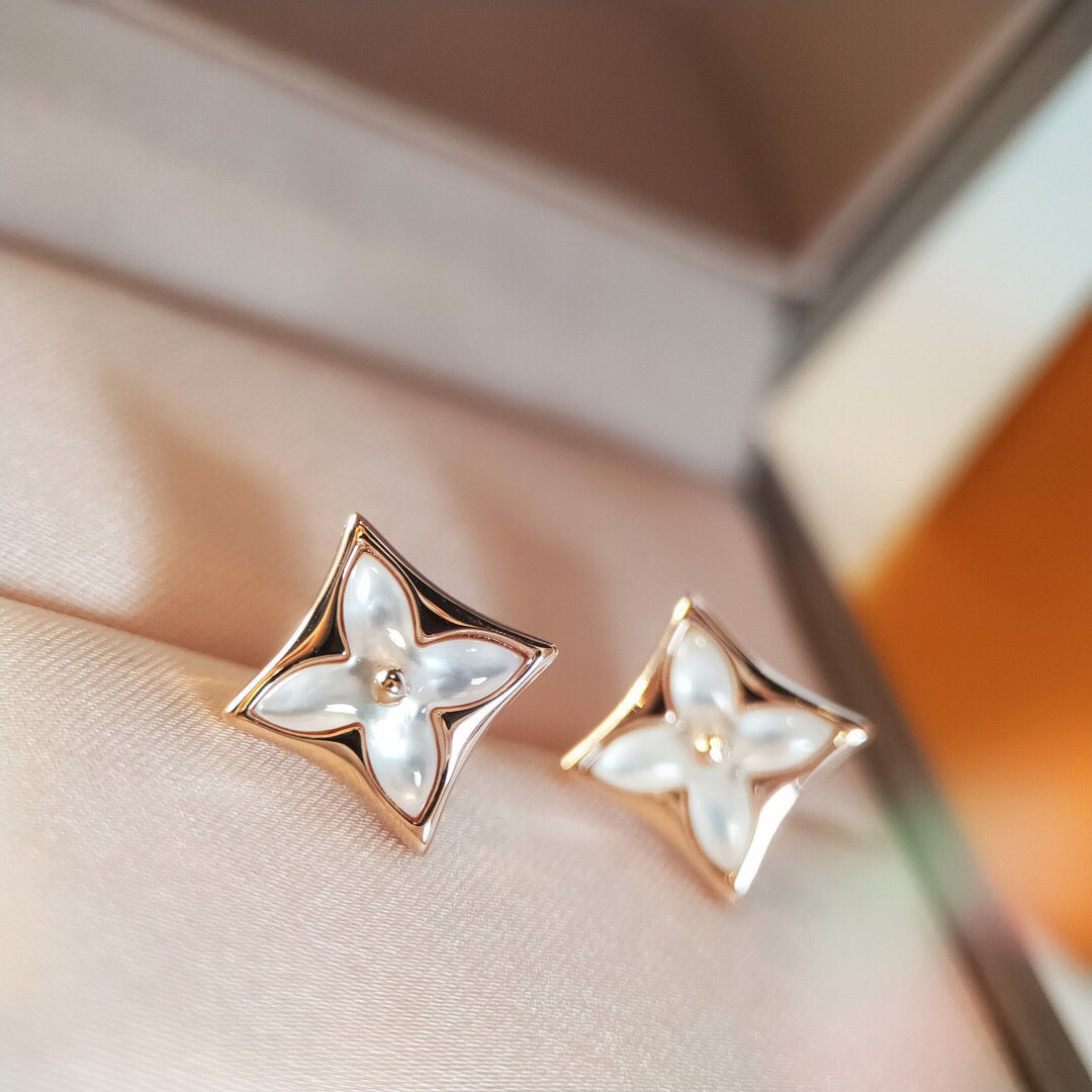 [Clover-Jewelry]STAR MOP PINK GOLD EARRINGS