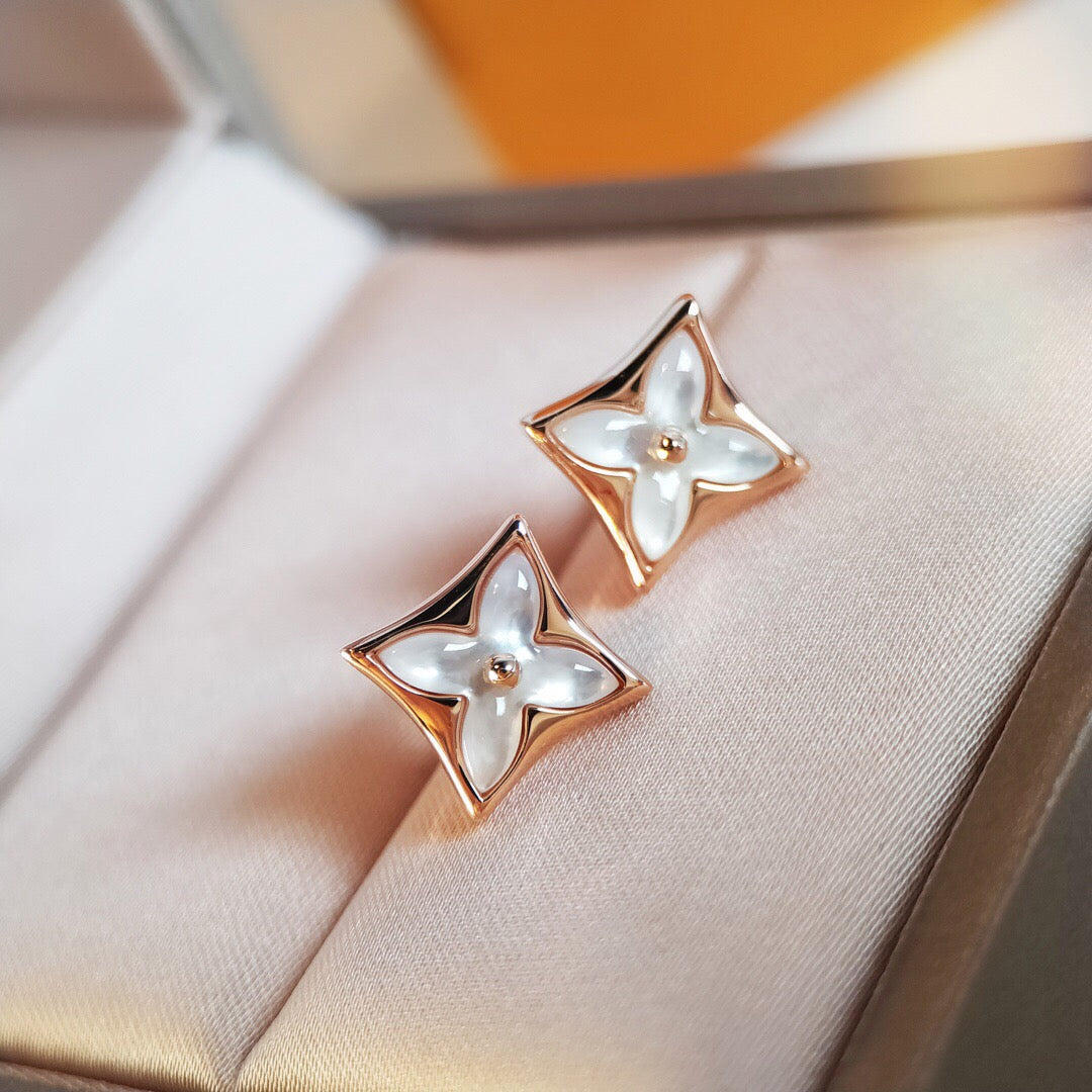 [Clover-Jewelry]STAR MOP PINK GOLD EARRINGS