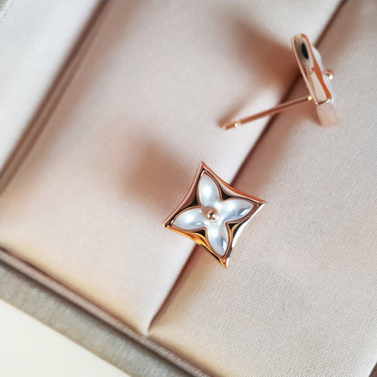 [Clover-Jewelry]STAR MOP PINK GOLD EARRINGS