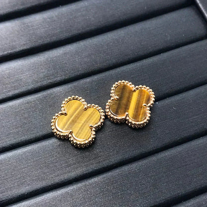 [Clover-Jewelry]CLOVER MEDIUM 1 MOTIFS TIGER EYE EARRINGS