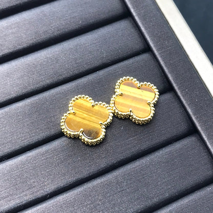 [Clover-Jewelry]CLOVER MEDIUM 1 MOTIFS TIGER EYE EARRINGS