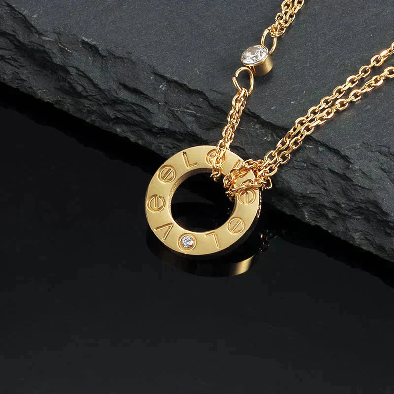 [Clover-Jewelry]LOVE NECKLACE 16MM 2 DIAMONDS