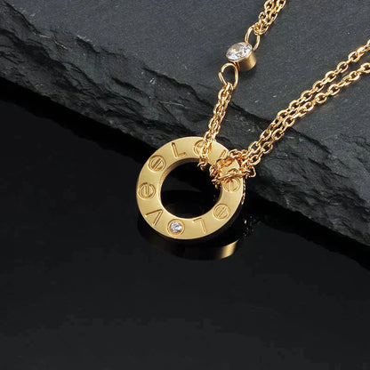 [Clover-Jewelry]LOVE NECKLACE 16MM 2 DIAMONDS