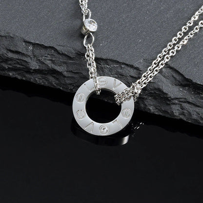 [Clover-Jewelry]LOVE NECKLACE 16MM 2 DIAMONDS