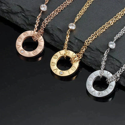 [Clover-Jewelry]LOVE NECKLACE 16MM 2 DIAMONDS