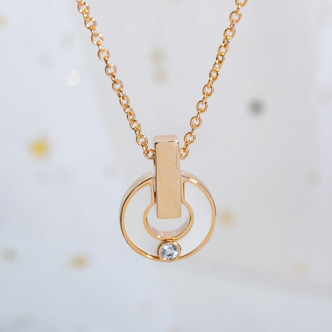 [Clover-Jewelry]GARI NECKLACE PINK GOLD MOP