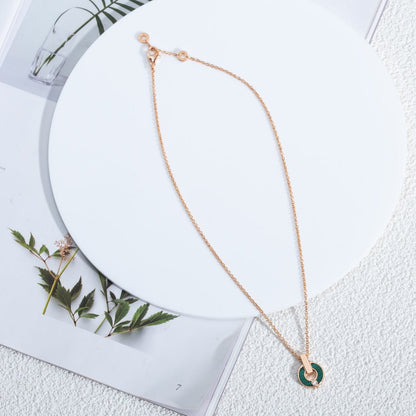 [Clover-Jewelry]GARI NECKLACE PINK GOLD MALACHITE