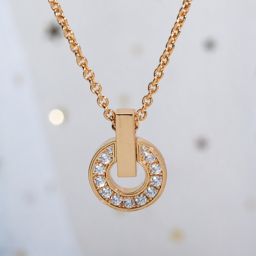 [Clover-Jewelry]GARI NECKLACE PINK GOLD DIAMOND