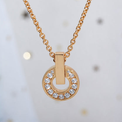 [Clover-Jewelry]GARI NECKLACE PINK GOLD DIAMOND