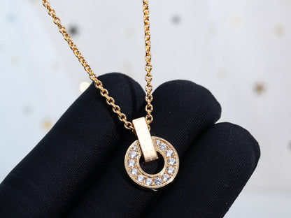 [Clover-Jewelry]GARI NECKLACE PINK GOLD DIAMOND