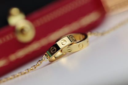 [Clover-Jewelry]LOVE NECKLACE DOUBLE RING GOLD