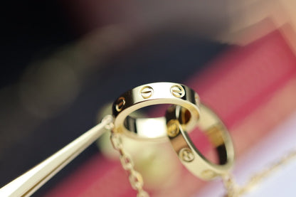 [Clover-Jewelry]LOVE NECKLACE DOUBLE RING GOLD