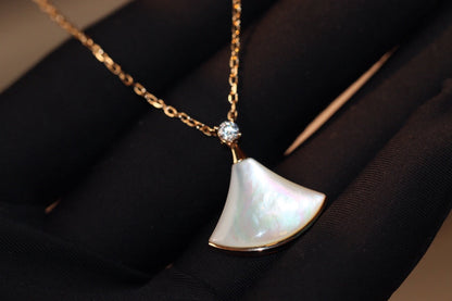 [Clover-Jewelry]DREAM NECKLACE WHITE MOP PINK GOLD 1 DIAMOND