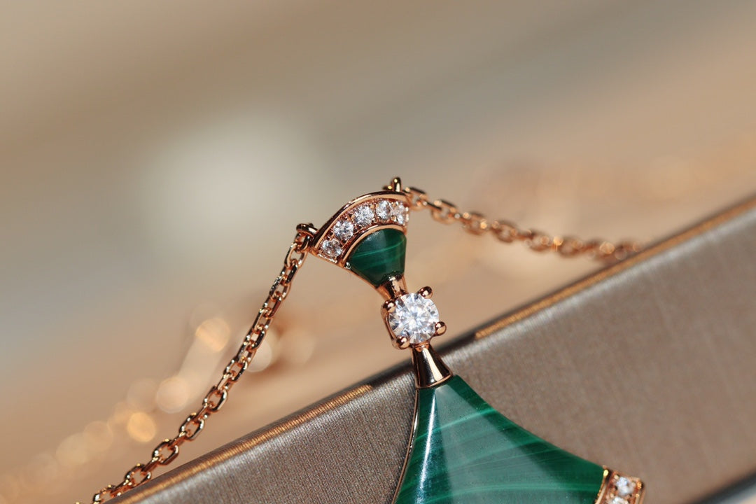 [Clover-Jewelry]DREAM NECKLACE MALACHITE DIAMOND