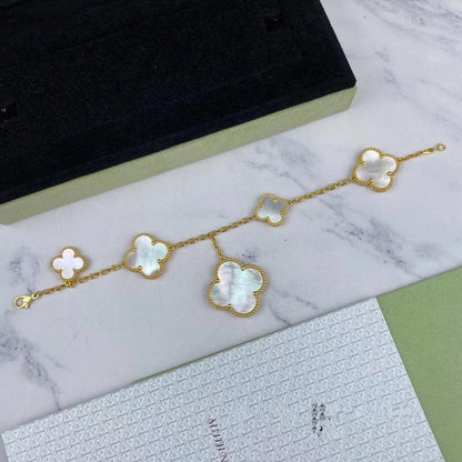 [Clover-Jewelry]MAGIC CLOVER MOP GOLD BRACELET 5 MOTIFS