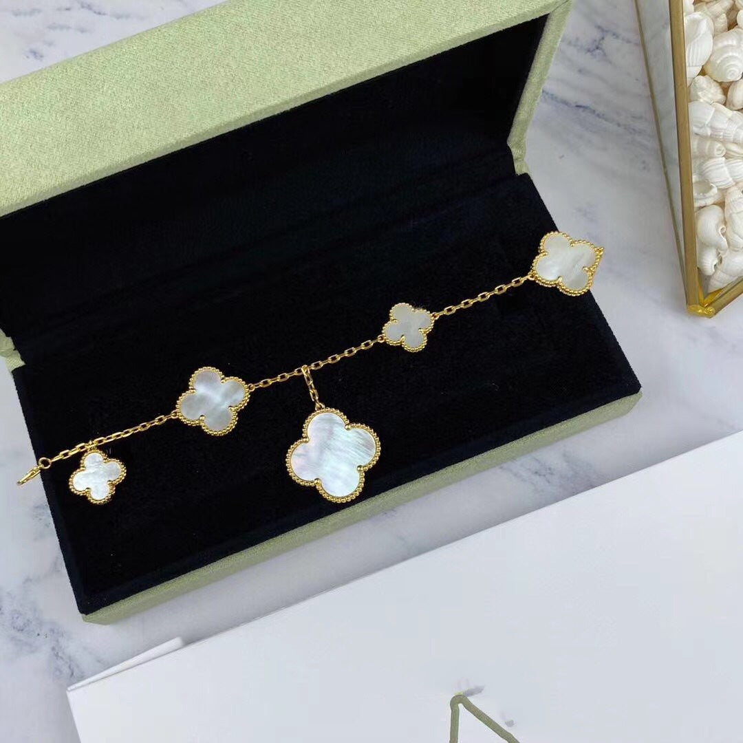 [Clover-Jewelry]MAGIC CLOVER MOP GOLD BRACELET 5 MOTIFS