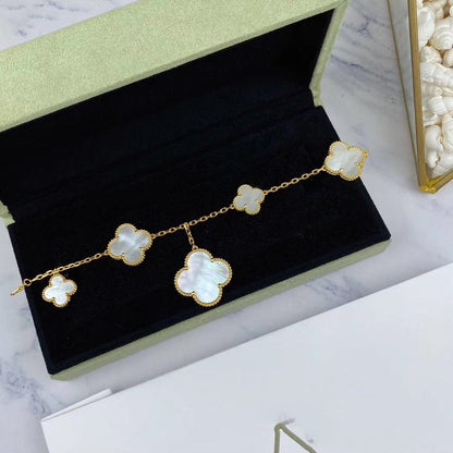 [Clover-Jewelry]MAGIC CLOVER MOP GOLD BRACELET 5 MOTIFS