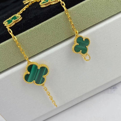 [Clover-Jewelry]MAGIC CLOVER MALACHITE GOLD BRACELET 5 MOTIFS