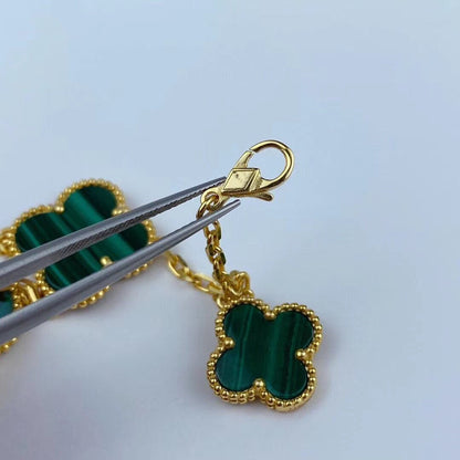 [Clover-Jewelry]MAGIC CLOVER MALACHITE GOLD BRACELET 5 MOTIFS