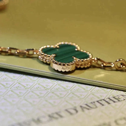 [Clover-Jewelry]CLOVER 5 MOTIFS MALACHITE BRACELET