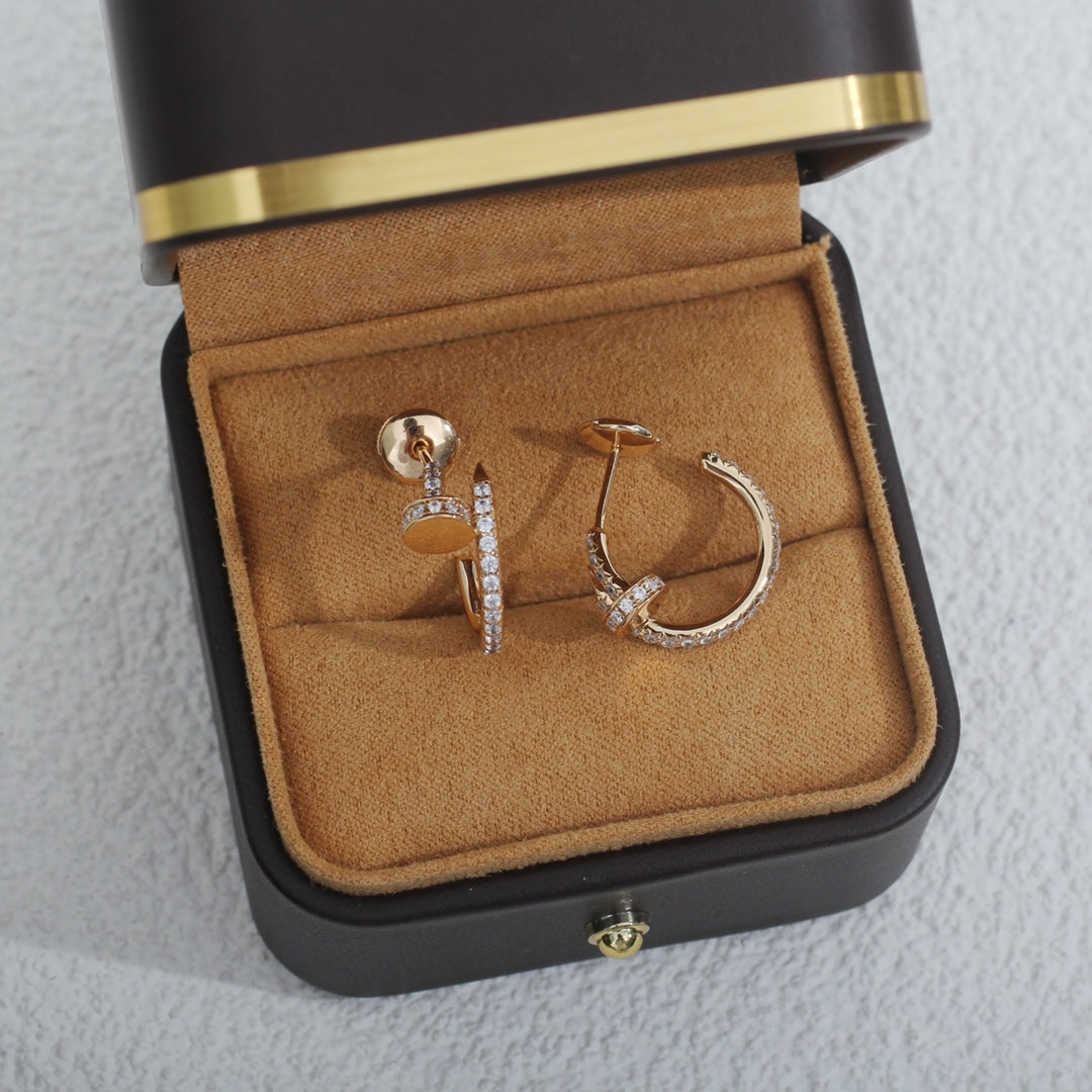 [Clover-Jewelry]JUSTE EARRINGS 12.75MM PINK GOLD DIAMOND