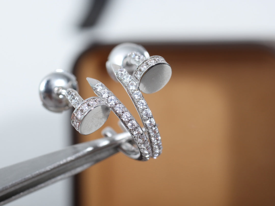 [Clover-Jewelry]JUSTE EARRINGS 12.75MM SILVER DIAMOND