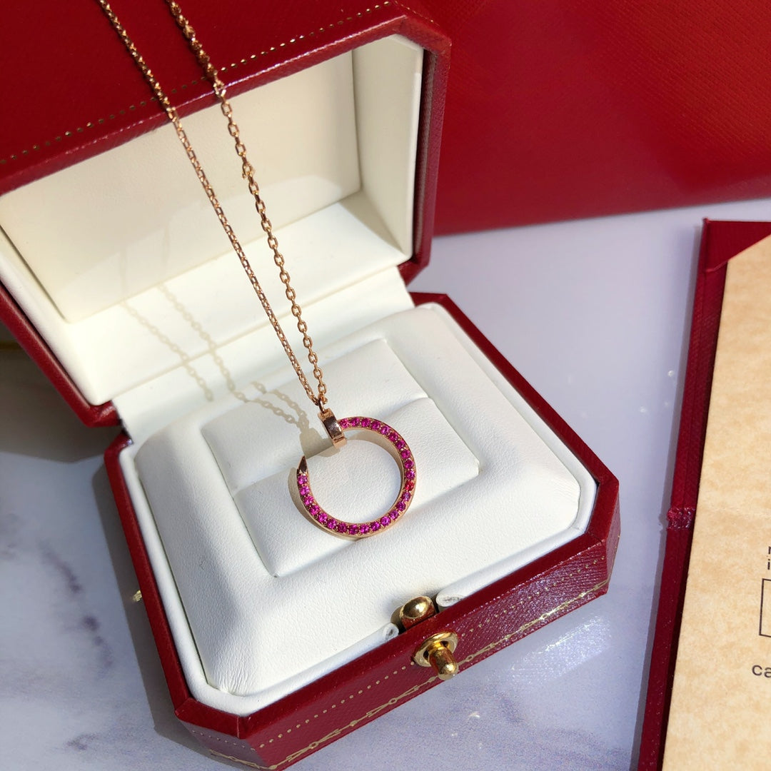 [Clover-Jewelry]JUSTE NECKLACE GOLD RED DIAMONDS