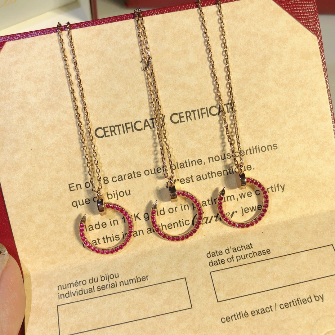 [Clover-Jewelry]JUSTE NECKLACE GOLD RED DIAMONDS