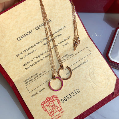 [Clover-Jewelry]JUSTE NECKLACE GOLD RED DIAMONDS