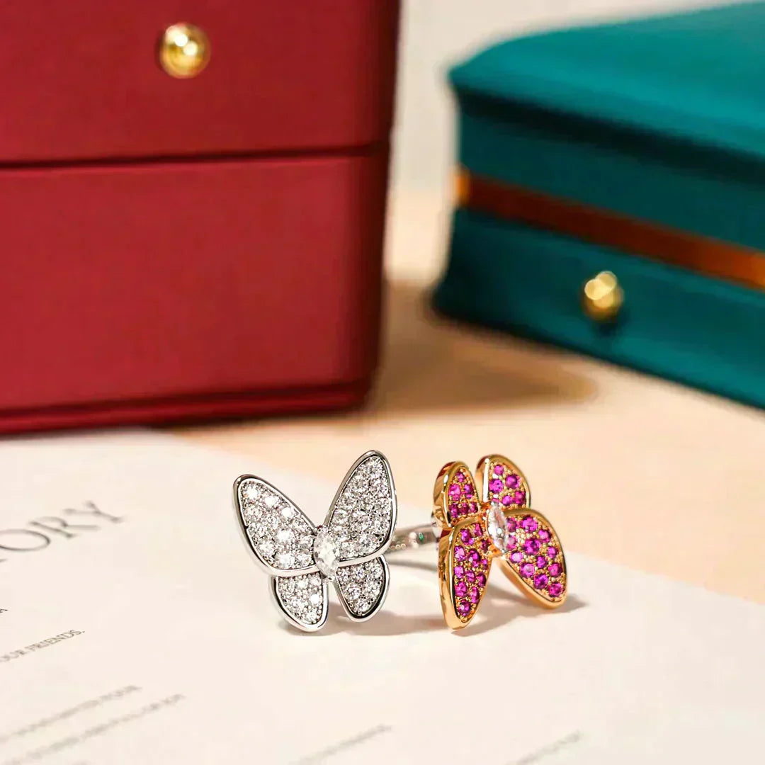 [Clover-Jewelry]TWIN BUTTERFLY DIAMOND RING