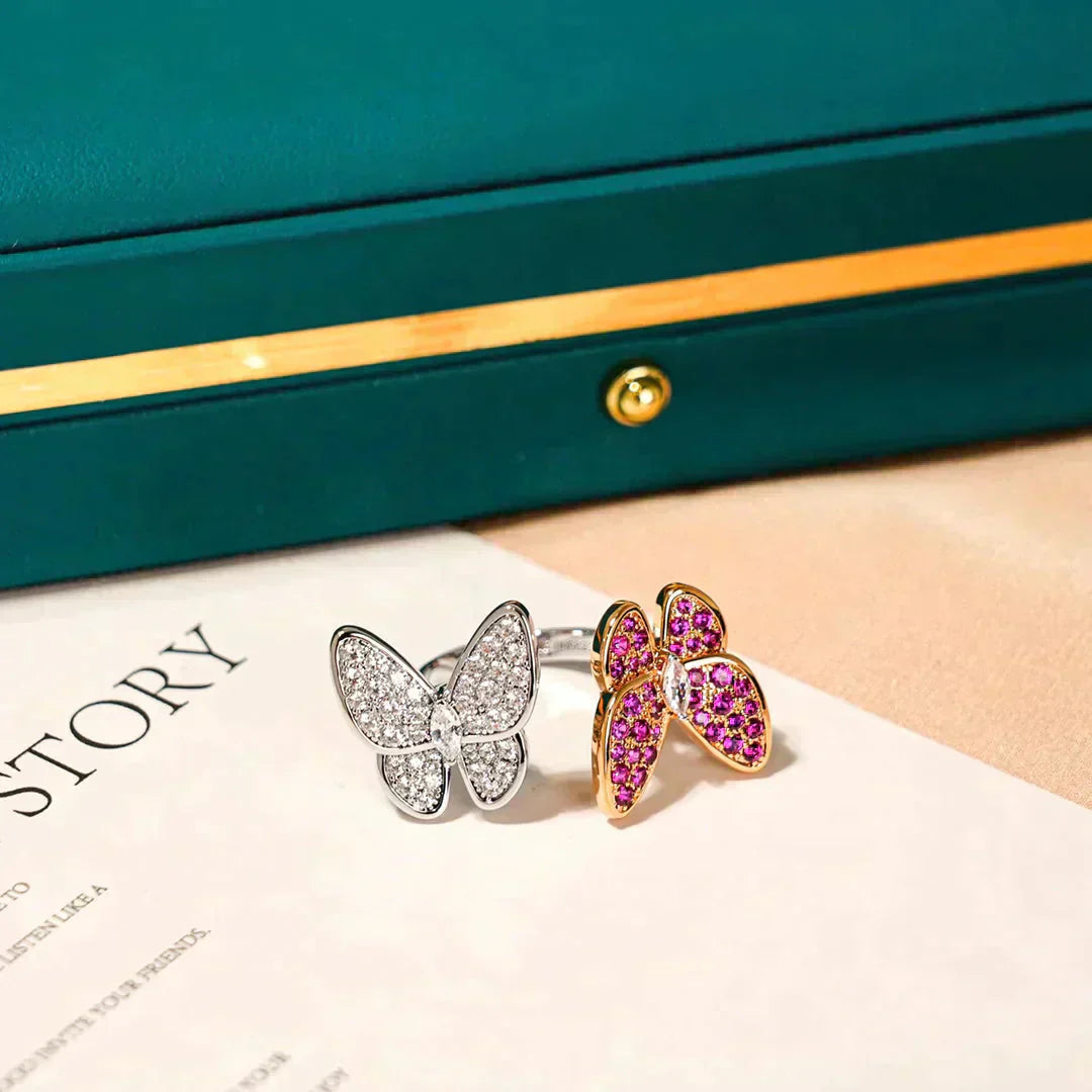 [Clover-Jewelry]TWIN BUTTERFLY DIAMOND RING