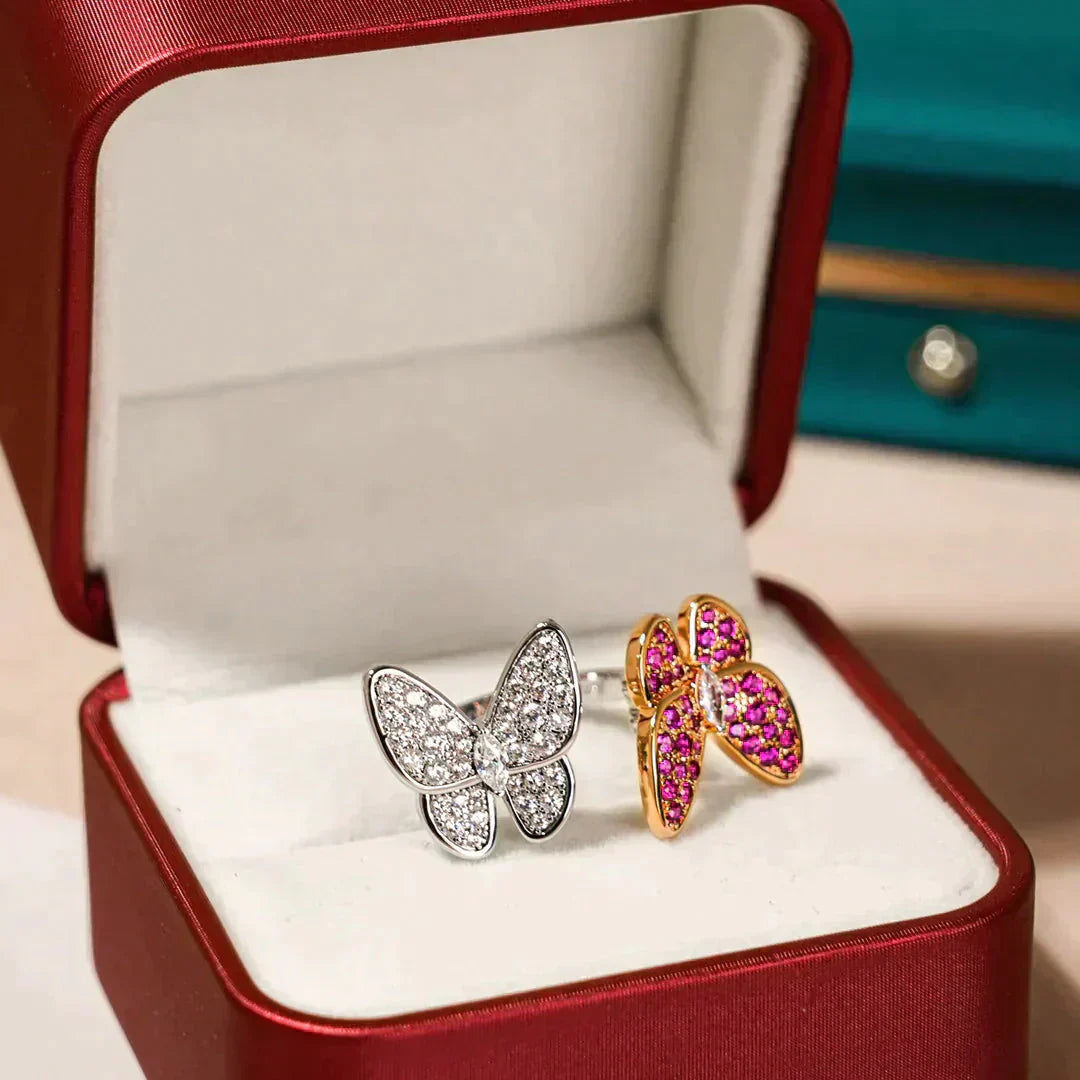 [Clover-Jewelry]TWIN BUTTERFLY DIAMOND RING