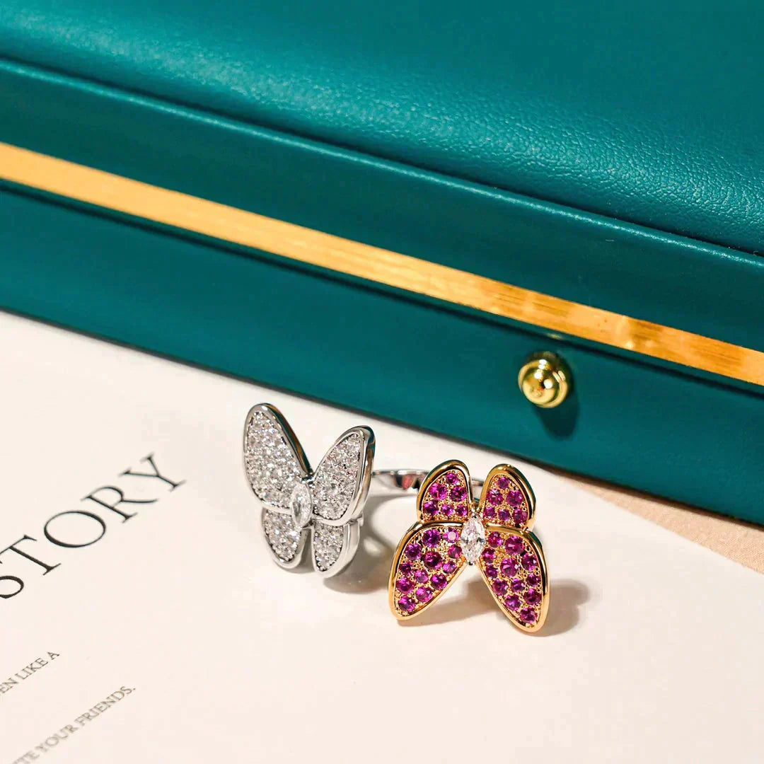 [Clover-Jewelry]TWIN BUTTERFLY DIAMOND RING