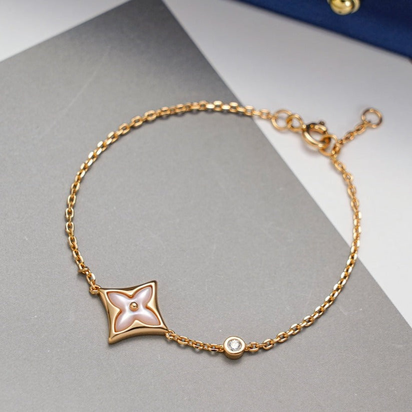 [Clover-Jewelry]STAR 1 DIAMOND PINK GOLD BRACELET